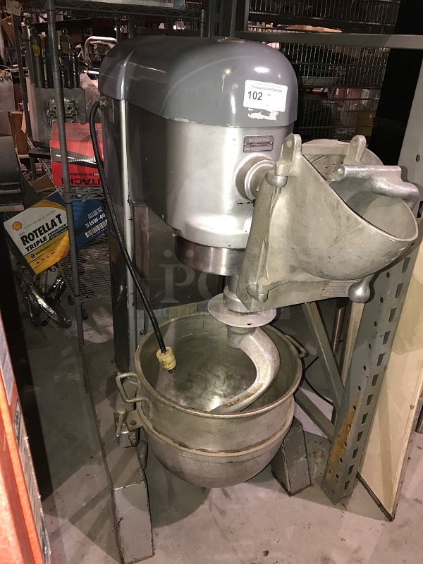 NICE! Hobart H 600 T Three Speed 60qt Mixer w/ Timer, Includes Bowl & Attachments & Cheese Grater Pelican Head, 200v 3ph, Tested & Working!