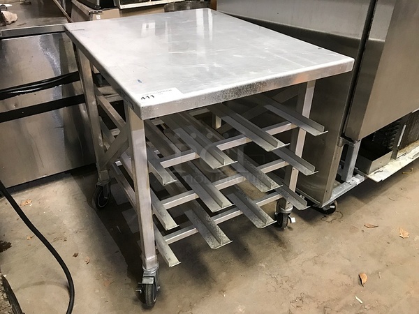 Aluminum Equipment Stand on Casters w/ 3 Can Rack Shelves