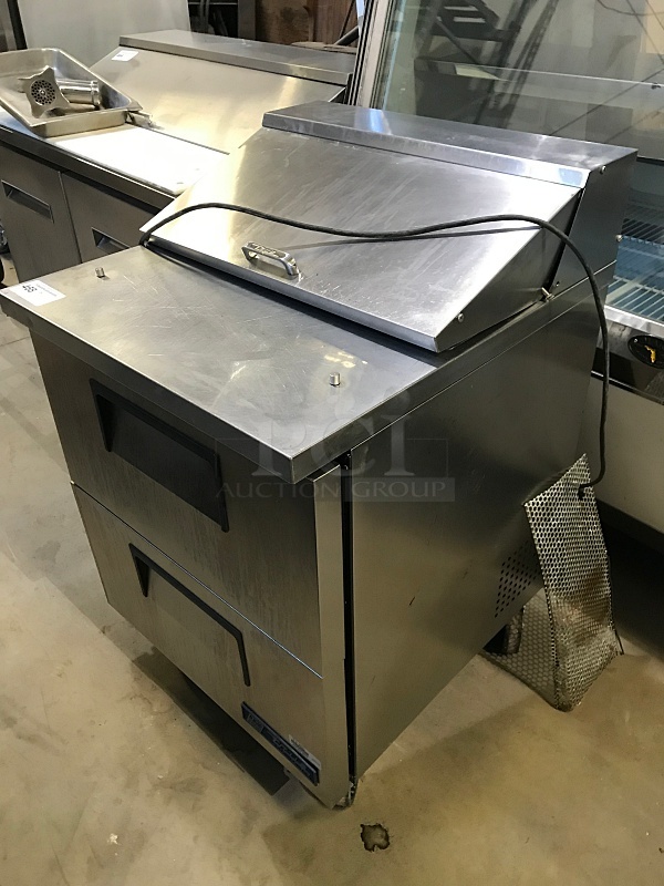 True 27" Refrigerated Salad / Sandwich Prep Table w/ Two Draws, 115v 1ph, Tested & Working!