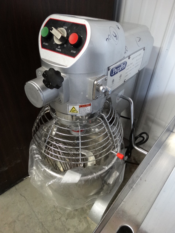 GREAT! 2017 PrepPal Model PPM-20 Commercial 20 Quart Planetary Mixer w/ Metal Mixing Bowl and Bowl Guard. 110 Volts, 1 Phase. 17x21x34. Tested and Working!