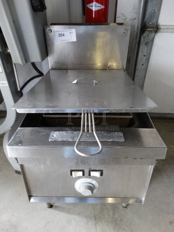 NICE! Keating Model 140M Stainless Steel Commercial Countertop Fryer w/ Fry Basket and Lid. 16x28x27