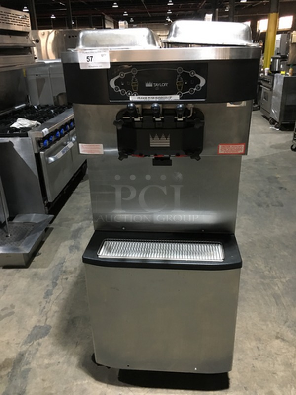 AMAZING! Late Model Taylor Crown Floor Model 3 Handle Soft Serve Machine! All Stainless Steel! Model C71333 Serial M1123372! 208/230V 3Phase! On Commercial Casters!