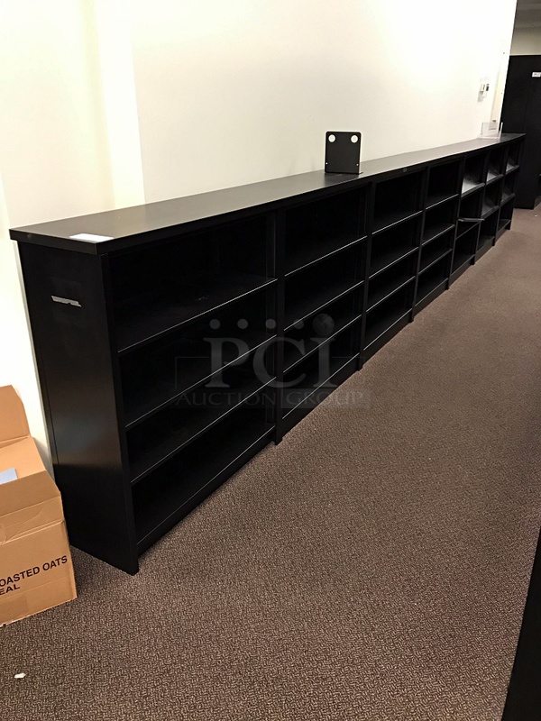 18' Black Metal Library Book & Periodicals Shelves