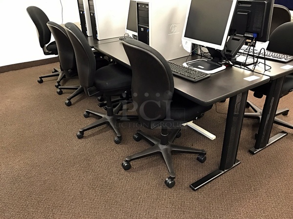 Two Black Desks w/ Four Herman Miller Task Chairs