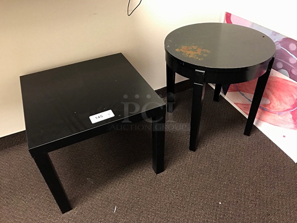 Two Black Wooden Coffee / Side Tables