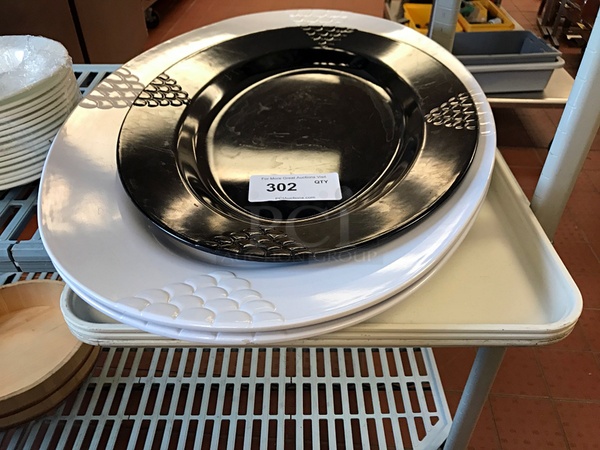 Assorted Glass, Plastic & Stainless Steel Serving Platters