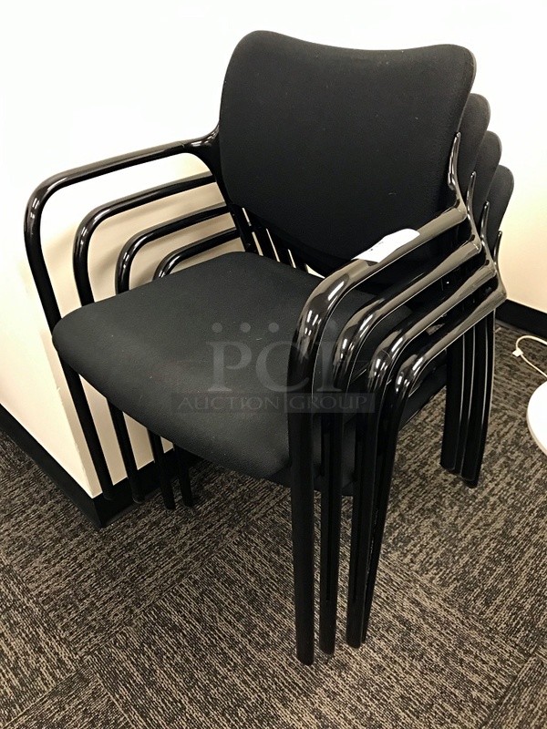 Four Herman Miller Black Stackable Side Chairs