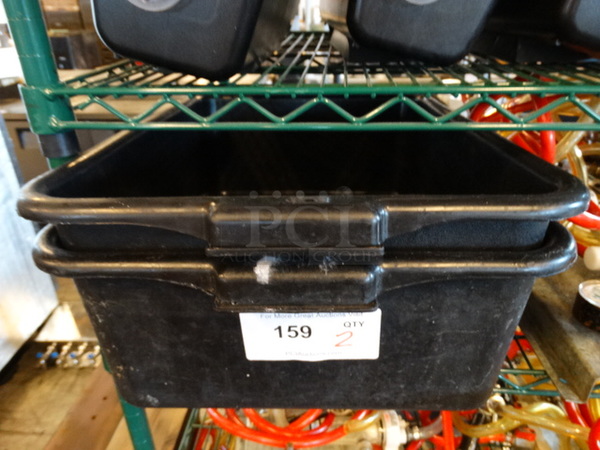 2 Black Poly Bus Bins. 21.5x15.5x7. 2 Times Your Bid!