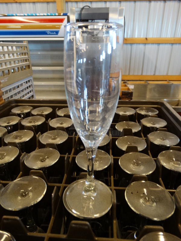 36 Champagne Glasses in Dish Caddy. 2x2x8. 36 Times Your Bid!