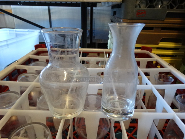 21 Various Carafe Glasses in Dish Caddy. 18: 3x3x5, 3: 2x2x5.5. 21 Times Your Bid!