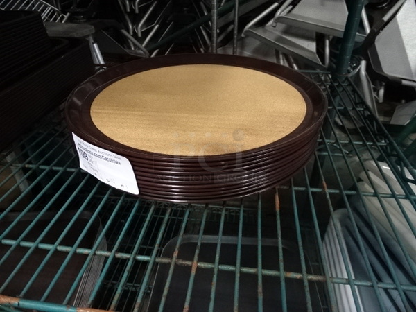ALL ONE MONEY! Brown 14" Round Serving Trays. 14x1