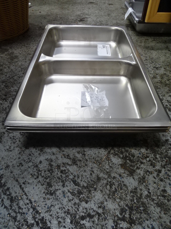 (x7) 7 Times Your Bid. Brand New Winco Stainless Steel Full Size Divded Food Pan.13x21x3