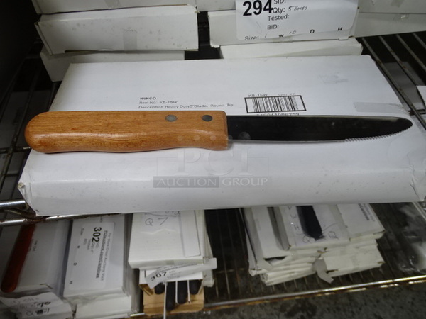 (x5) 5 Times Your Bid. Brand New Winco Model KB-15W 5" Heavy Duty Steak Knives With Round Tip. 5 Boxes Of 12. 10x5x1
