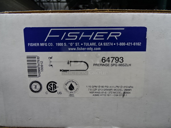 STILL IN THE BOX! Brand New Fisher Model 64793 8" Pre-Rinse Backsplash Mount. 6x24x9
