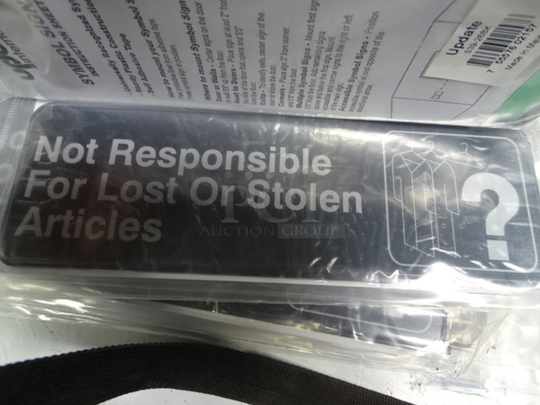 (x12) 12 Times Your Bid. "Not Responsible For Lost Or Stolen Articles" Sign. 3x9