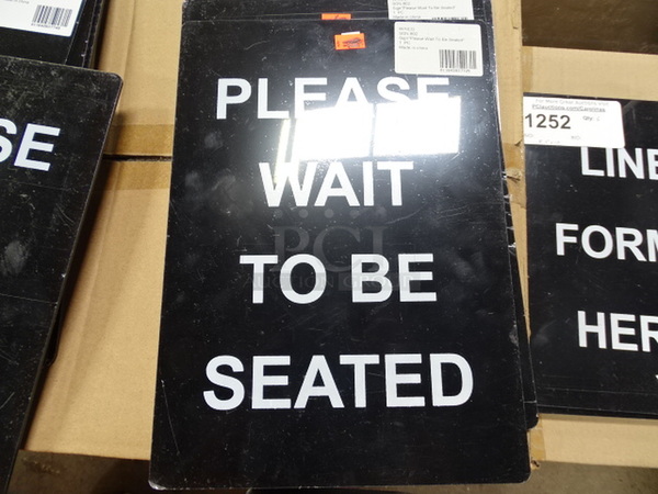 (x4) 4 Times Your Bid. "Please Wait To Be Seated" Sign. 8.5x12