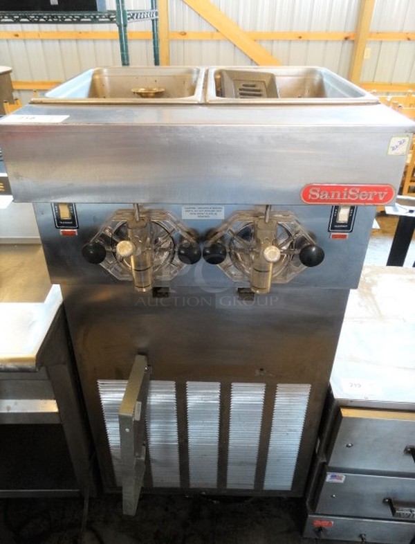 AWESOME! SaniServ Model A4241N Stainless Steel Commercial Floor Style 2 Flavor Soft Serve Ice Cream Machine on Commercial Casters. 208-230 Volts, 1 Phase. 26x28x63