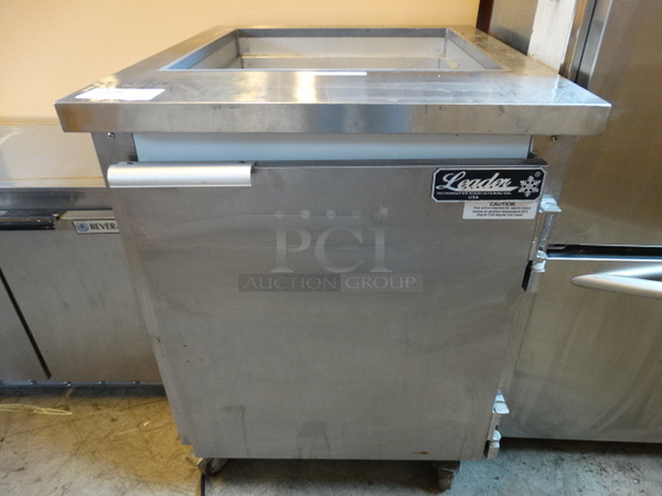 NICE! 2012 Leader Model ESLM27SC Stainless Steel Commercial Prep Table on Commercial Casters. 115 Volts, 1 Phase. 27x32x36. Tested and Powers On But Does Not Get Cold