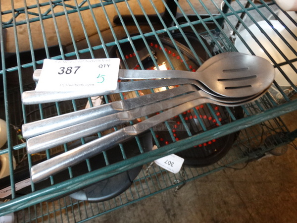 5 Stainless Steel Straining Serving Spoons. 12". 5 Times Your Bid!