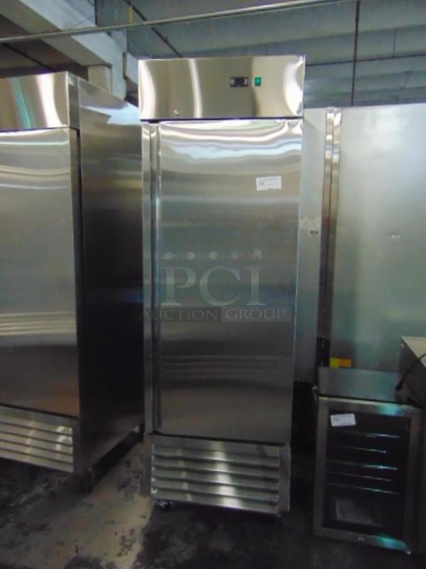 BRAND NEW! SG Merchandising Model SD23-SDSS Commercial Stainless Steel Electric Single Door Freezer On Commercial Casters. 115 Volt 27x32.5x83 Tested And Working.  