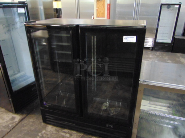 NICE! SG Merchandising Model DD-20 Commercial Electric Double Glass Door Cooler. 110 Volt 46.5x23x54 Tested And Working.