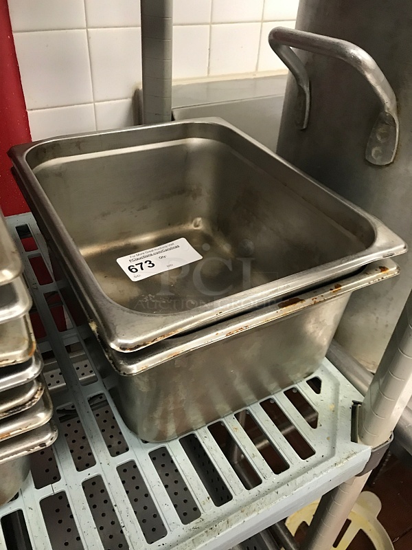 Two 1/2 6" Stainless Steel Insert Pans