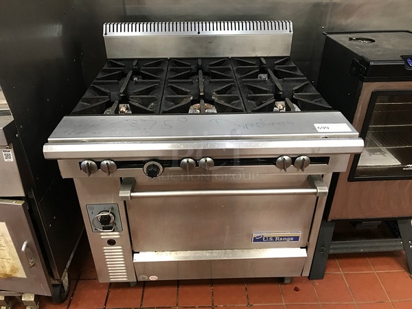 U.S. Range C836-6RC 36" 6 Burner Heavy Duty Range w/ CONVESTION Oven Natural Gas, Tested & Working!