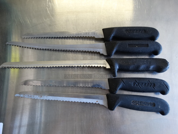 5 SHARPENED Metal Serrated Bread Knives. Includes 12". 5 Times Your Bid!