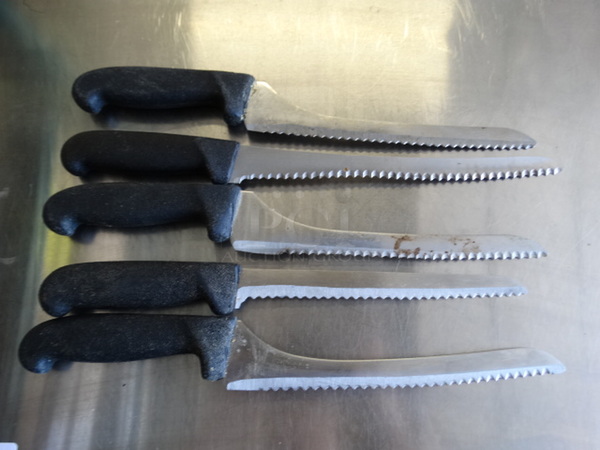 5 SHARPENED Metal Serrated Bread Knives. Includes 14". 5 Times Your Bid!