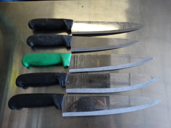 5 SHARPENED Metal Chef Knives. Includes 14". 5 Times Your Bid!