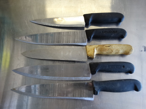 5 SHARPENED Metal Chef Knives. Includes 14". 5 Times Your Bid!