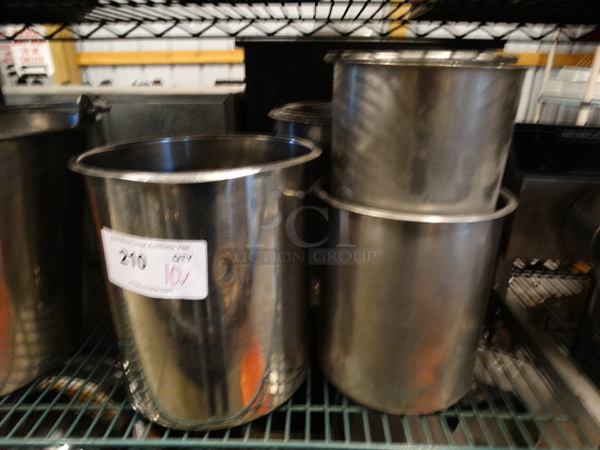 10 Various Metal Cylindrical Drop In Bins. Includes 9x9x10. 10 Times Your Bid!