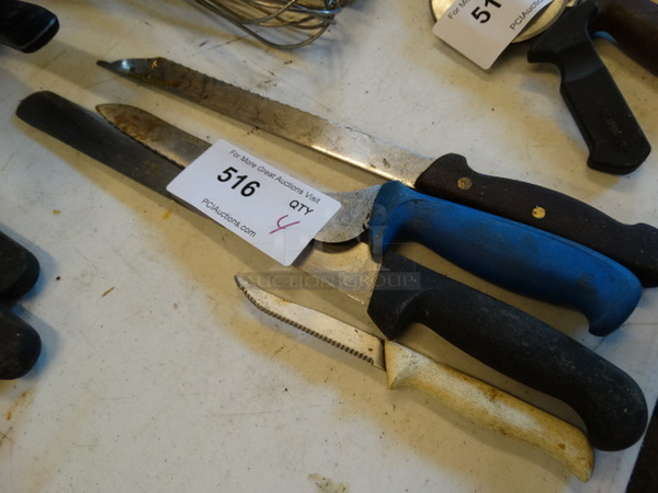 4 Various Metal Knives. Includes 14". 4 Times Your Bid!