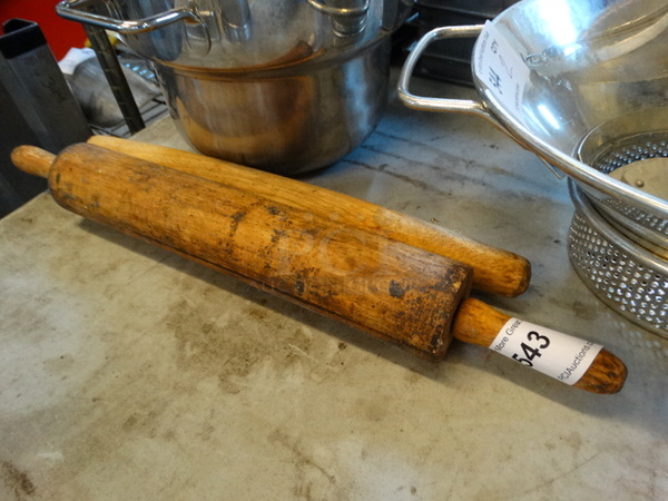 2 Wooden Rolling Pins. 18", 23". 2 Times Your Bid!