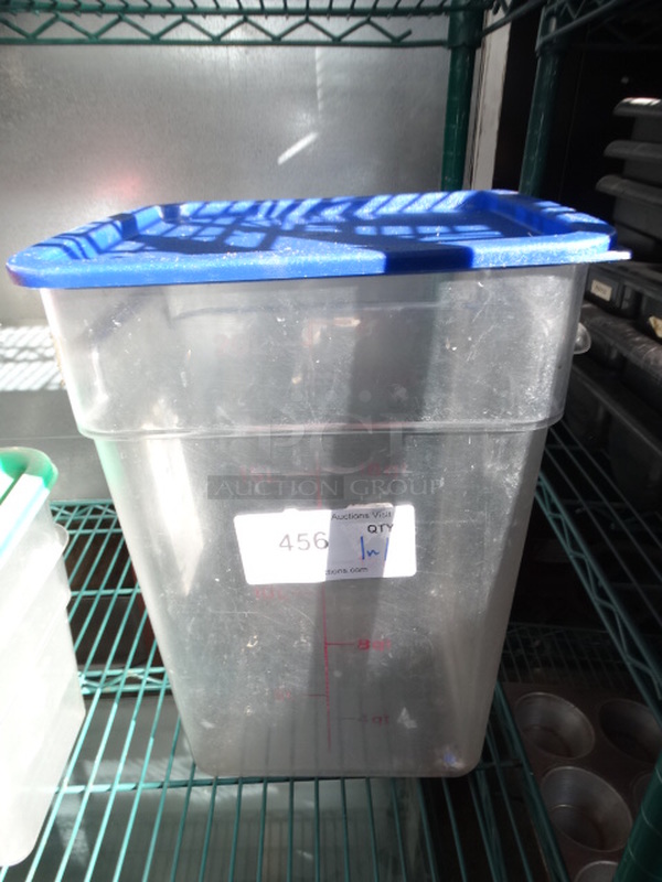 Poly Clear Container w/ Blue Lid. 11x11x16