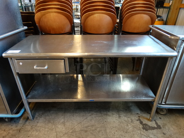 Stainless Steel Table w/ Undershelf and Drawer. 60x24x35