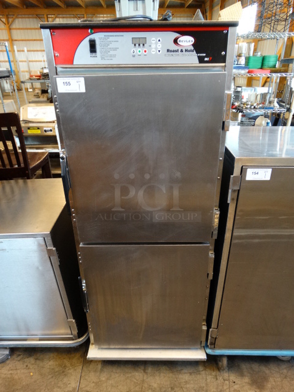 NICE! Bevles BKI Stainless Steel Commercial 2 Half Size Door Reach In Roast & Hold Convection Cooking & Holding System on Commercial Casters. 28x32x74. Tested and Working!