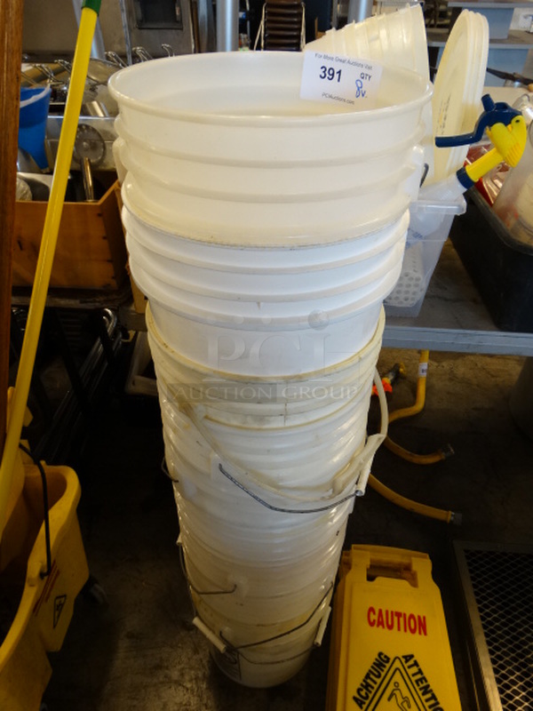 8 White Poly Buckets. Includes 12x12x14.5. 8 Times Your Bid!