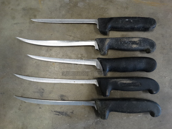 5 SHARPENED Metal Boning Knives. Includes 14". 5 Times Your Bid!