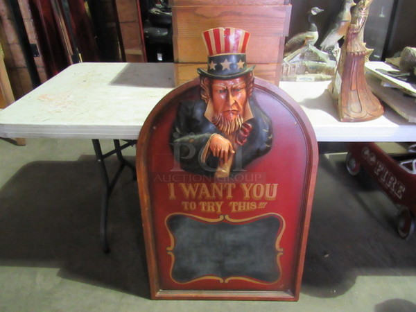 One Uncle Sam I WANT YOU TO TRY THIS Chalkboard. 24X41.5. NICE!