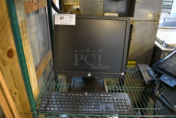 HP Model HSTND-4011-F 17" Computer Monitor w/ Keyboard