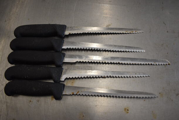 5 SHARPENED Metal Serrated Knives. Includes 13". 5 Times Your Bid!