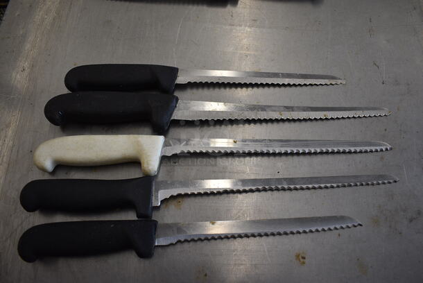 5 SHARPENED Metal Serrated Knives. Includes 13". 5 Times Your Bid!