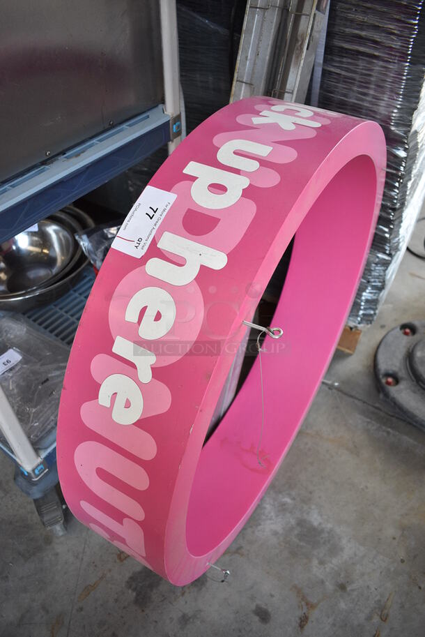 Pink Ceiling Mount Sign. 38x38x8