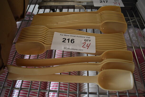 24 Tan Poly Spoons. 10". 24 Times Your Bid!