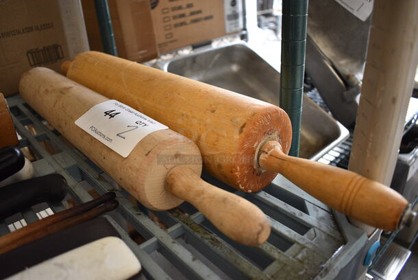 2 Wooden Rolling Pins. 23", 25". 2 Times Your Bid! 