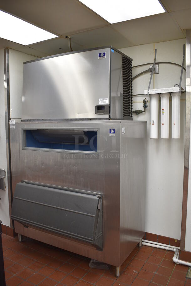 AMAZING! Manitowoc Model IY1894N-261D Stainless Steel Commercial Ice Machine Head on Manitowoc Model F1350 Stainless Steel Commercial Ice Bin. 208-230 Volts, 1 Phase. 60x40x93. BUYER MUST REMOVE