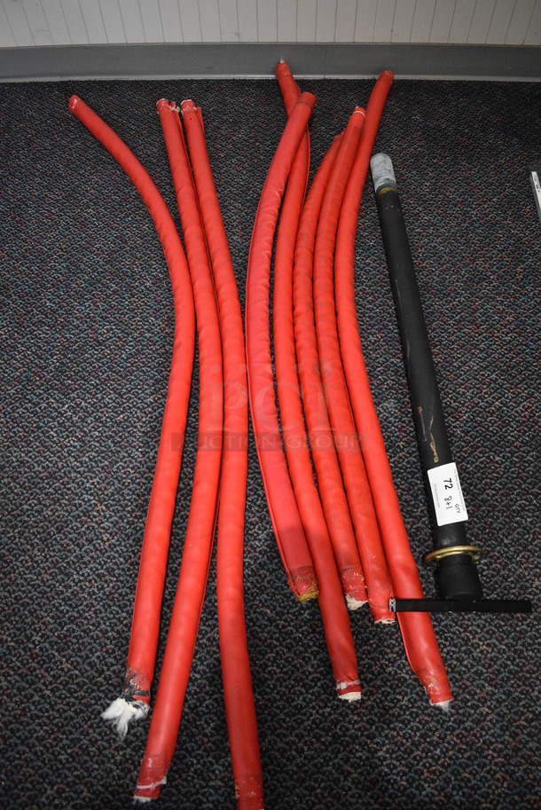 8 Red Stanchion Ropes and 1 Metal Pole. Includes 48", 60". 8 Times Your Bid!