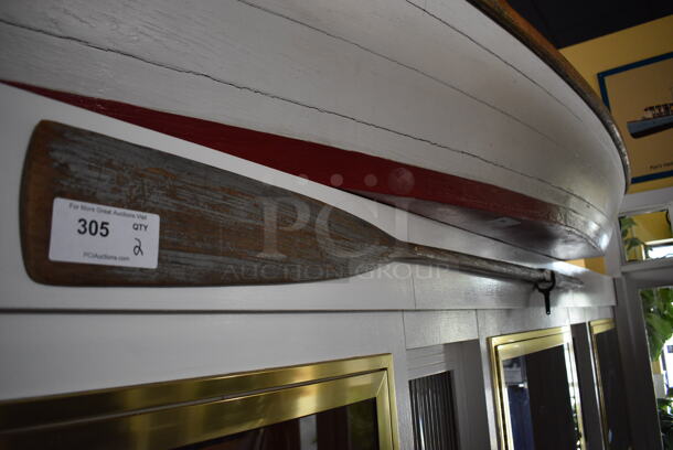 2 Wooden Decorative Oars. BUYER MUST REMOVE. 84". 2 Times Your Bid!