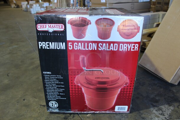 NEW IN BOX! Chef Master Commercial 5 Gallon Salad Dryer/Mixer. 17x17.5x20